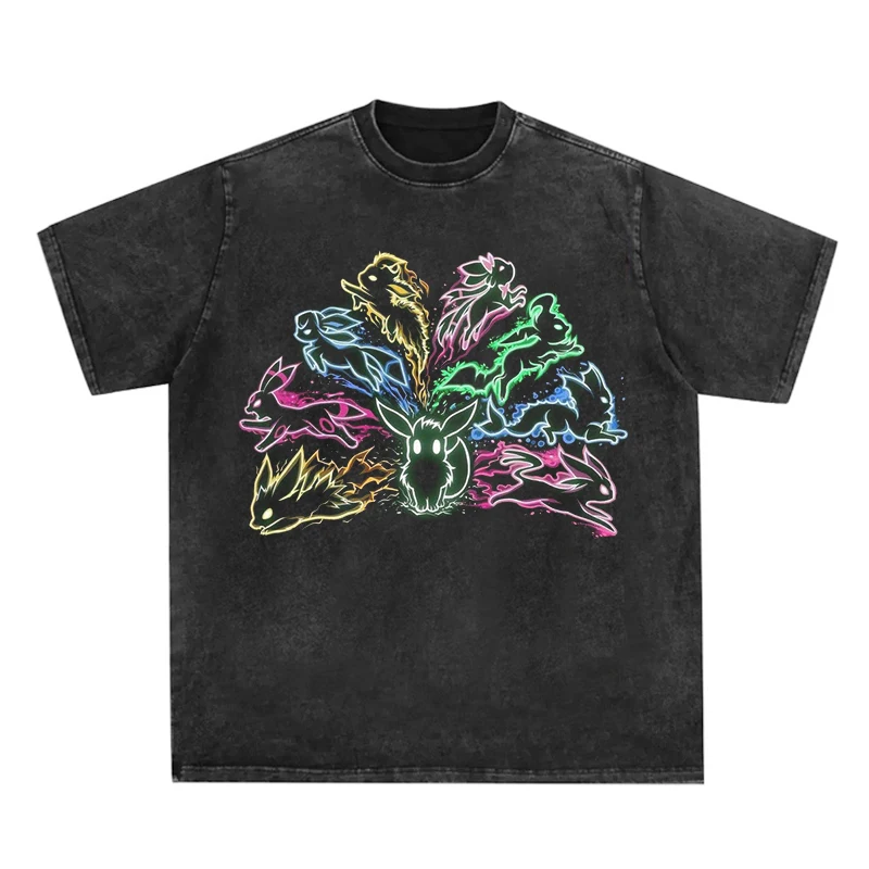 

Summer Vintage T-Shirt Men Hip Hop Japanese Anime Pokemon Graphic Printed T Shirt Harajuku Cotton Casual Tshirt Tops Tees