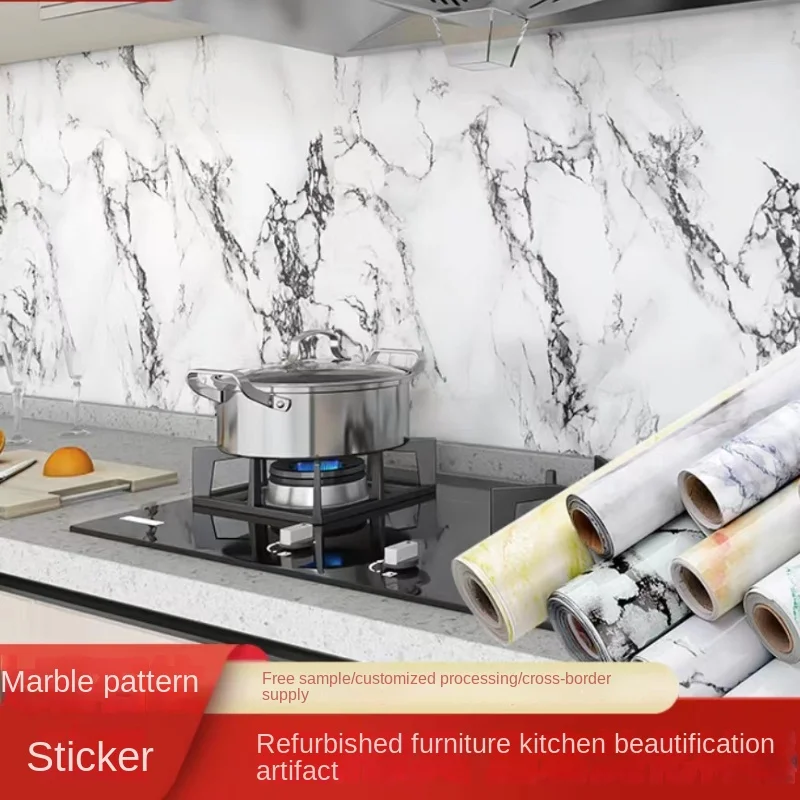 Kitchen Cabinets Oil-proof Marbre Self Adhesive Wallpaper Waterproof Moisture-proof Contact Paper Tegel Renovate Stickers Living