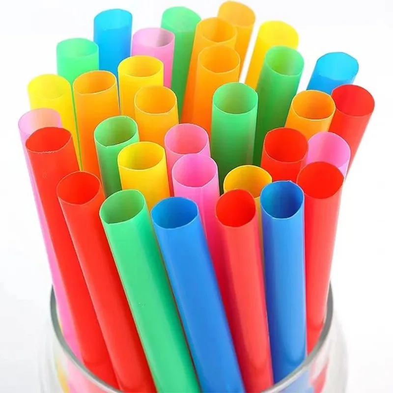 Colorful Disposable Straws Plastic Drinking Straw for Milk Tea Juice Cocktail Wedding Birthday Party Decor Supplies 300/100pcs disposable plastic straws