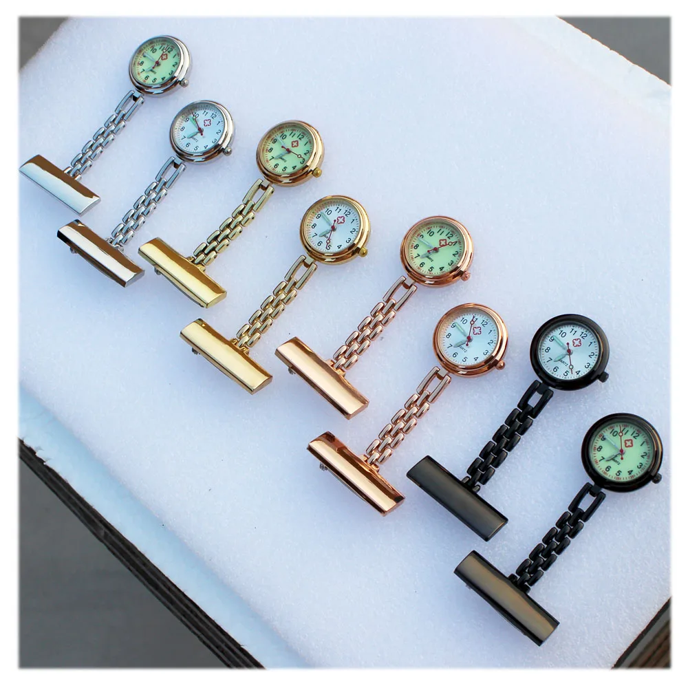 Medical Brooch Pins Personalize Customize Engraved Stainless Steel Lapel Pin Brooch Rose Gold Fob Nurse Watch