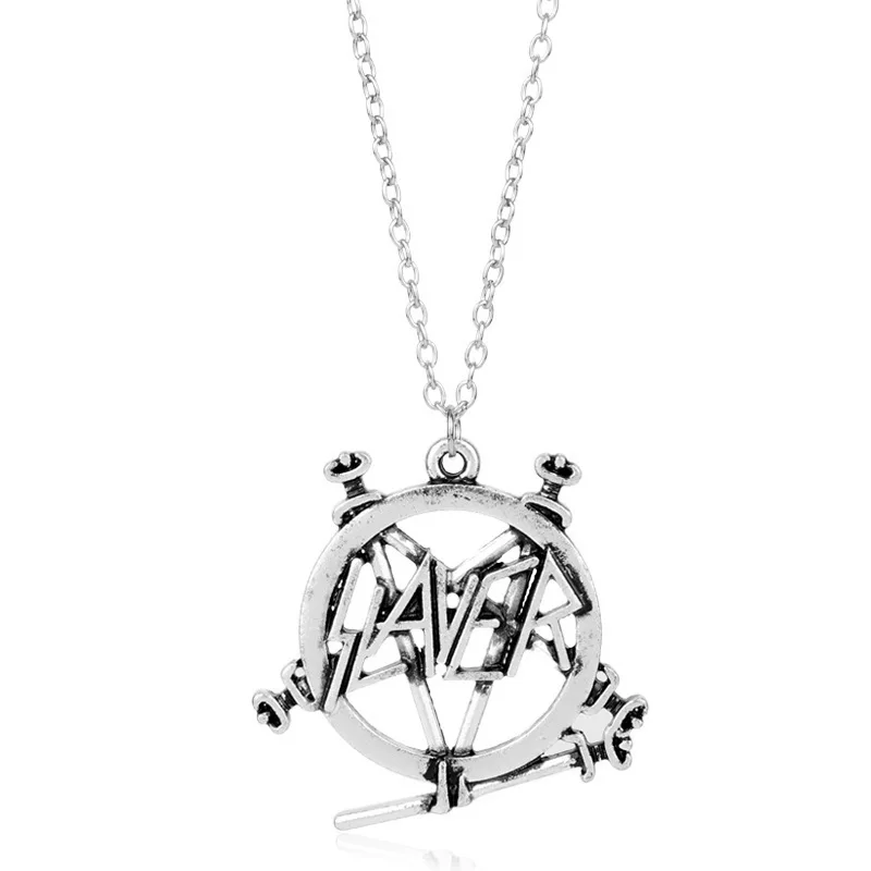 Slayer pendant necklace alloy keychain European and American speed metal band mini sword keychain,necklace pendant