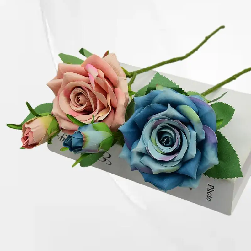 

Simulation Rose Bouquet Double Horn Rose Wedding Living Room Decoration