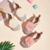 2025 New Fashion Flower Rhinestone Children's Leather Shoes Soft Soled Girls' Princess Shoes Fashion Flats 3-10 Years Old 2