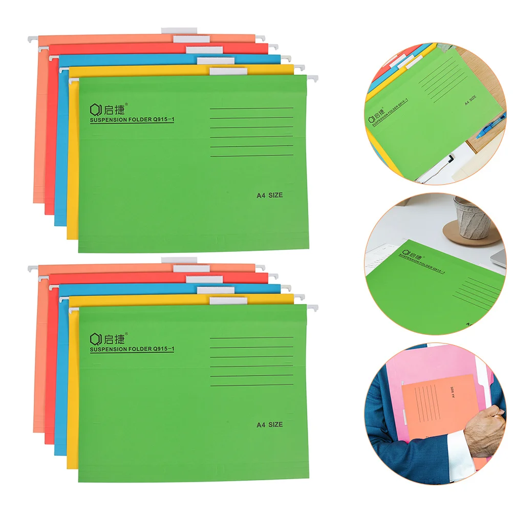 10 Pcs Folder Hanging File Folders for Filing Cabinet Work Fast Portable Receipt Iron Office