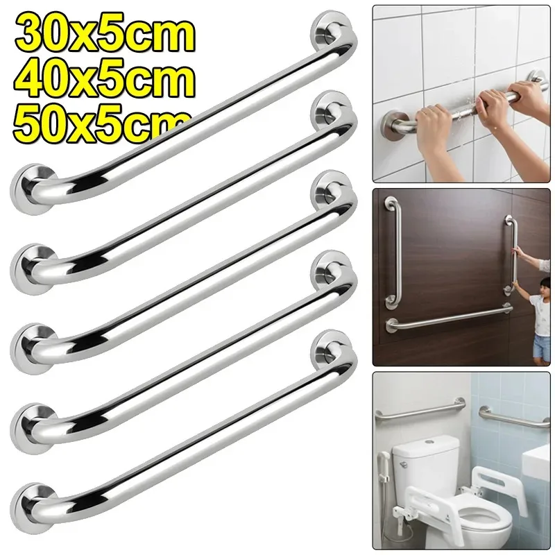 30/40/50cm Stainless Steel Grab Bars Anti-slip Safety Handrails Bathroom Toilet Shower Support Handle Multi-purpose Towel Rack