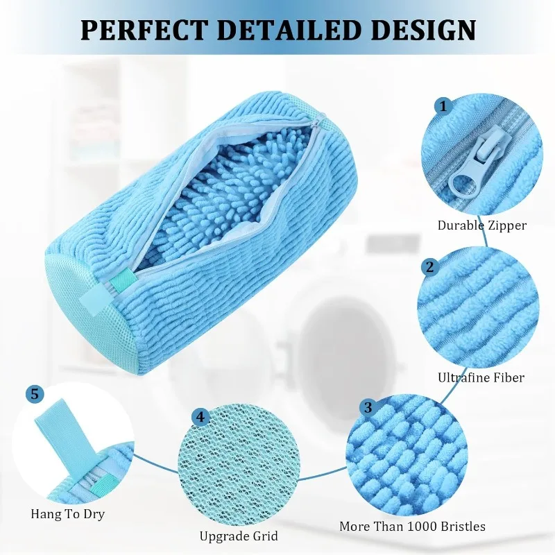 Shoe Washing Machine Bag Invisible Zipper Side Opening Shoe Laundry Bags Sneakers Reusable Shoes Cleaning Bags for All Sizes 3