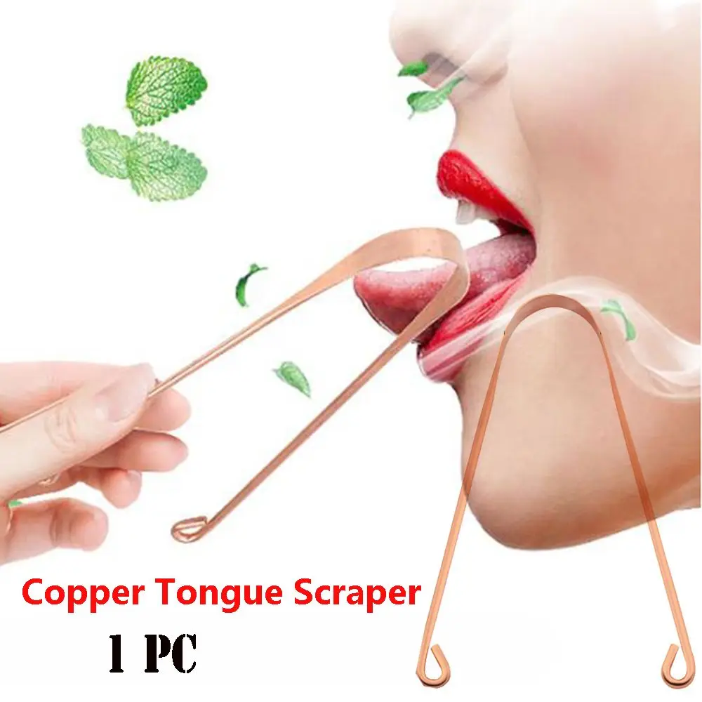 1Pc 건강 도구 구취 관리 칫솔 스테인레스 스틸 구리 혀 스크레이퍼 클리너 치과 청소 구강 위생