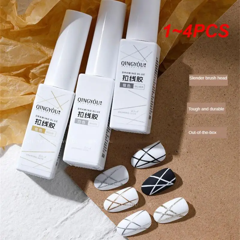 

1~4PCS Pull Glue Modeling Slender Brush Head Phototherapy Glue Nail Art Painted Glue Pull Wire Toughness And Durability