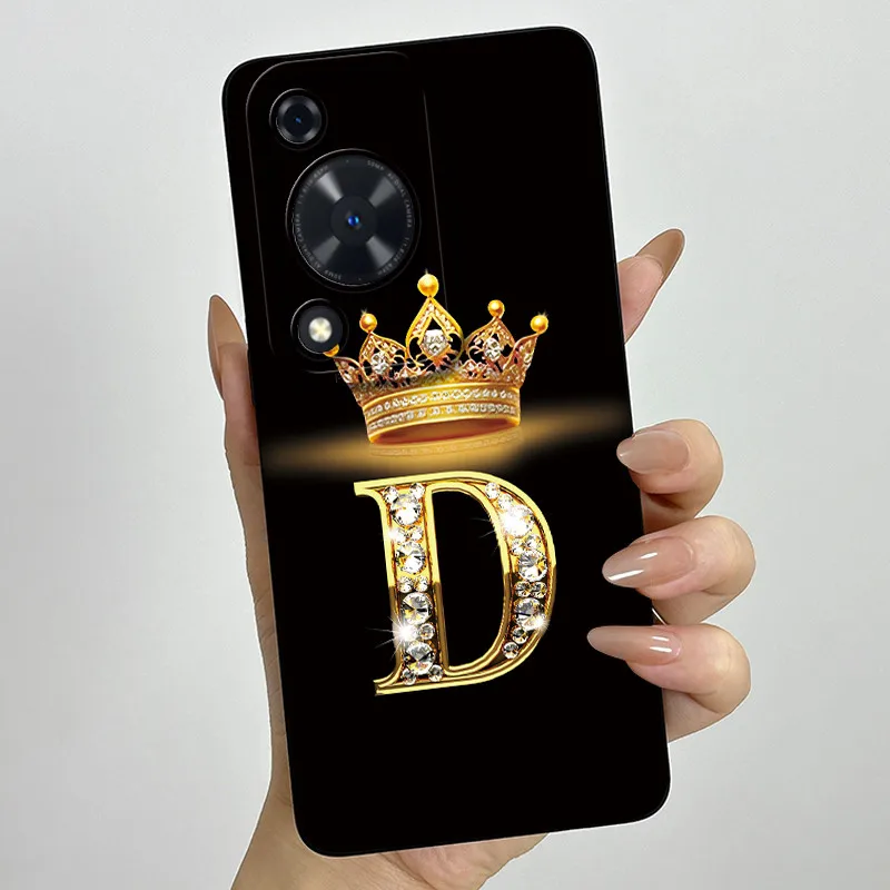 Crown Initial Letter Couple Phone Case - Soft Silicone TPU Lens Protective Casing
