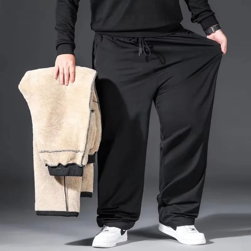 10XL Black Winter Pants Men Oversize Warm Plush Fluff Thickening Pants Trousers Oversize Comfortable Elastic Waist Big Pants Men 5