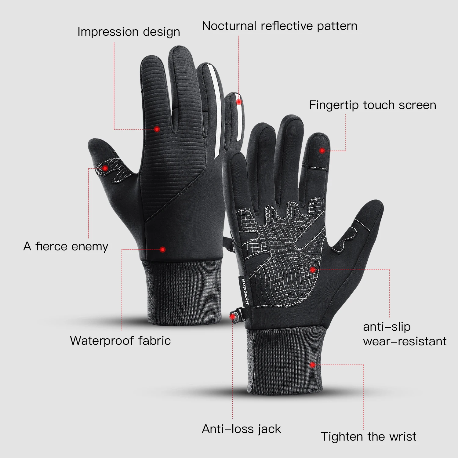 Winter Thermal Gloves,Polar Fleece Touchscreen Warm Glove Anti-slip Driving,Riding,Running,Bike Cycling Gloves Men