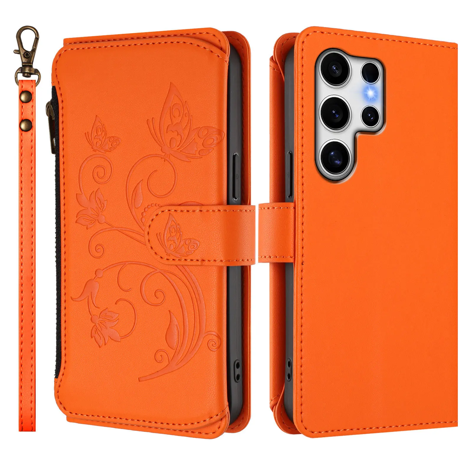 Butterfly Flower Flip Leather Wallet Crossbody Phone Case