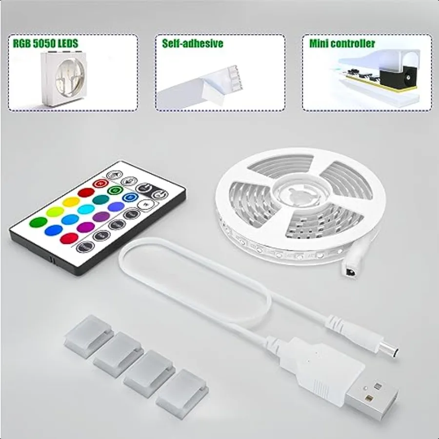 40-60 tv バックライト、バイアスライト usb tv biaslight for 40-60 4PCS 1.64FT 5050 RGB SMD TV LED Backlight Strips for 40-60in HDTV Bias  Lighting Black LED Strip USB