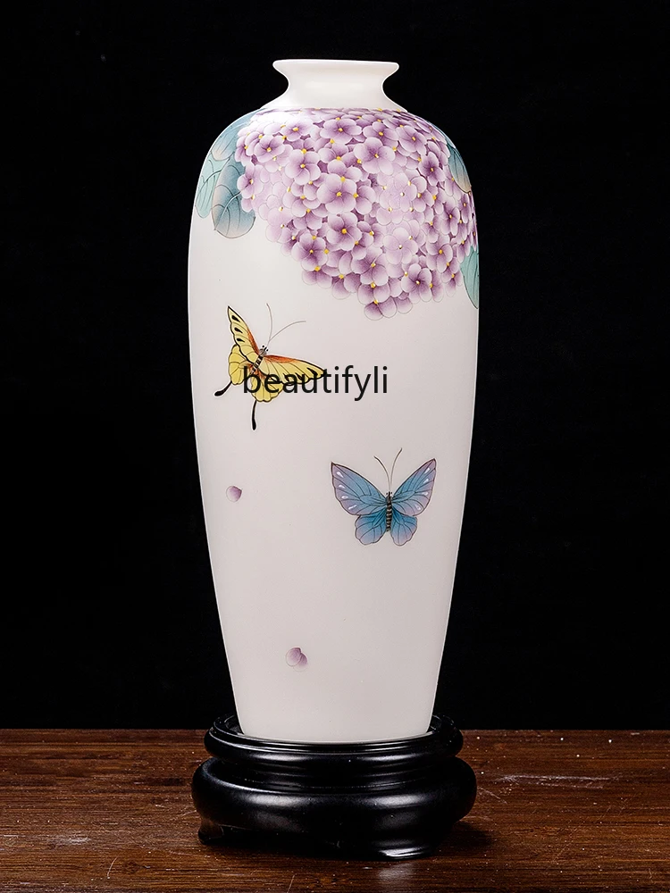 

Porcelain Hand Painted Small Longevity Bottle Vase Chinese Living Room Decoration Flower Arrangement Home Decoration