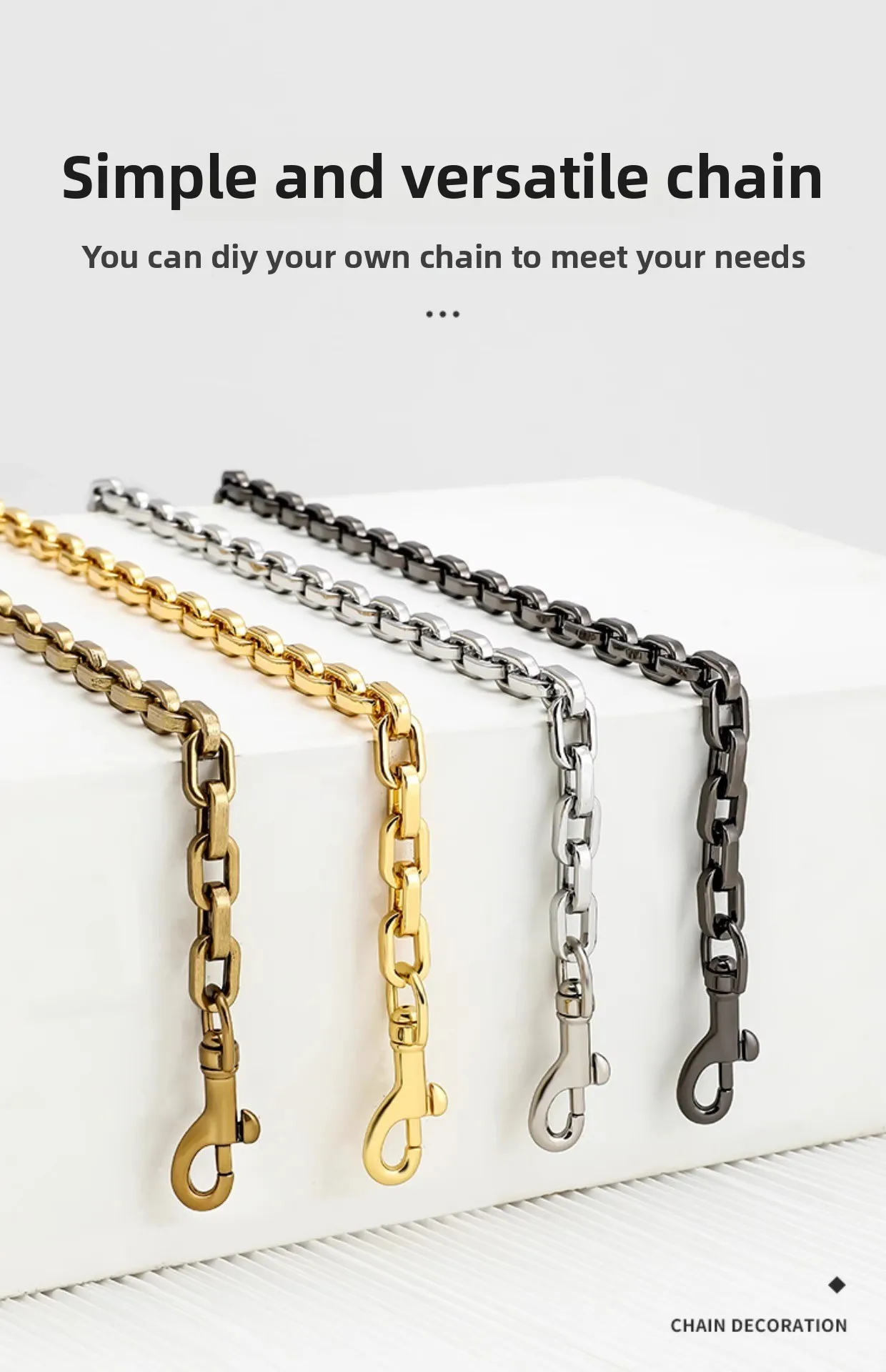 Bag chain accessories high-grade metal crossbody chain replacement shoulder strap extension chain lengthened