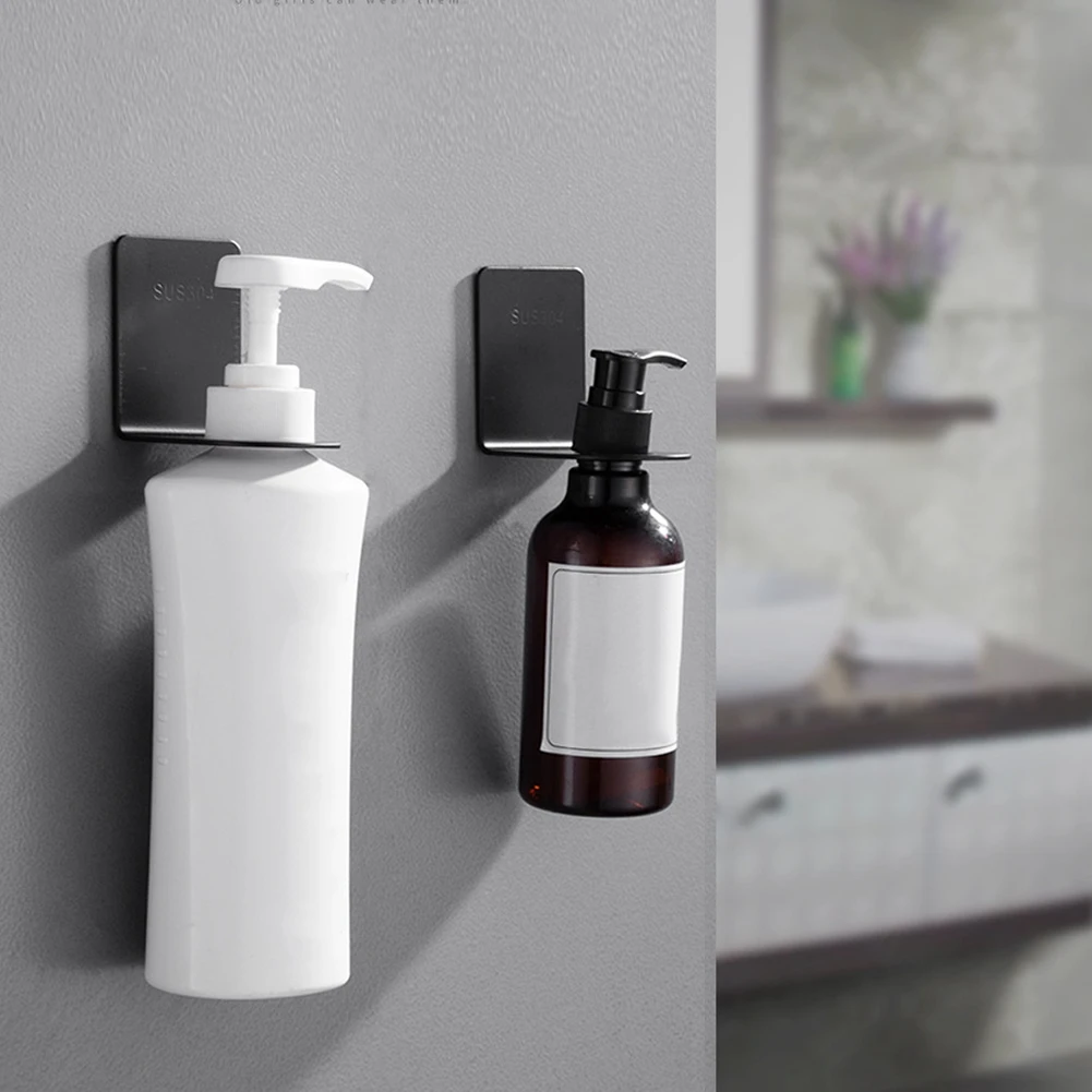 Soap Dispenser Stainless Steel Wall Mounted Pump Bottle Holder Stand Hanger Bathroom Kitchen