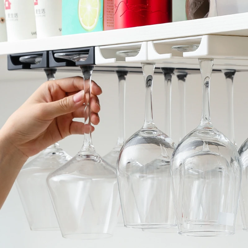 Casier à verre à vin sous l'armoire, porte-verres à pied en métal, porte- verre à vin Organisateur de cintre de rangement de verres pour un  porte-serviettes de salle de bain de cuisine de