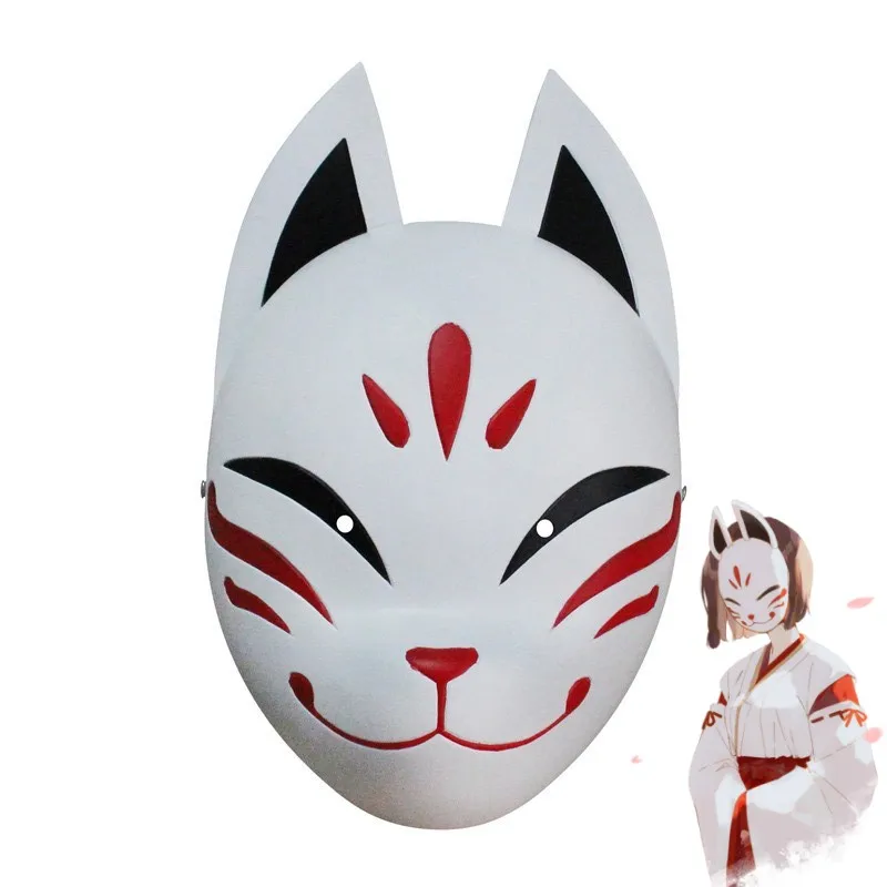 

Japanese Genshin Impact Anime Figure Hanachirusato Cosplay Fox Mask Kamisato Ayaka Kazari Hanachiru Halloween Facial Props Gifts