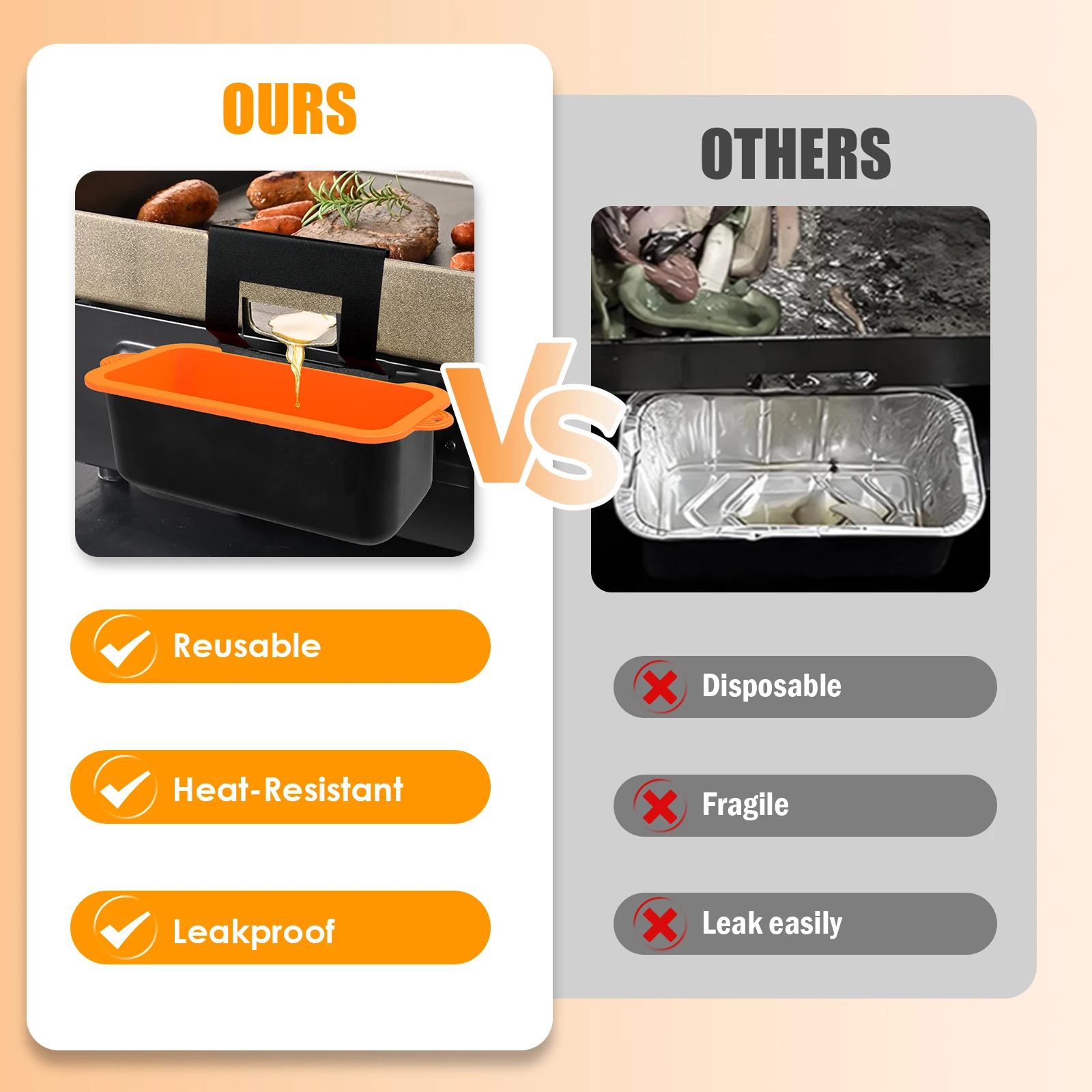 2/1pc Grill Mat BBQ Non-stick Side Shelf Mat Silicone Grease Tray Oil Box Heat Resistant Grill for Outdoor BBQ Griddle Acce
