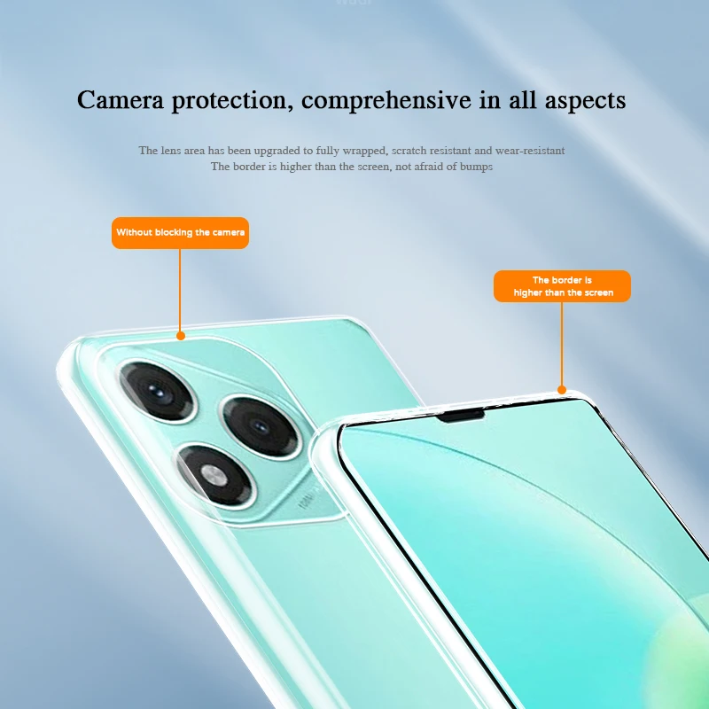 Luxury Crystal Clear Silicone Phone Case with Ultra-Thin Lens Protection