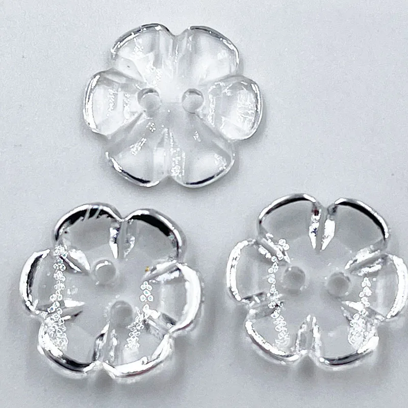 100pcs 12.5mm Silver transparent rose flower acrylic buttons for decoration handmade craft sewing accessories PH360 2