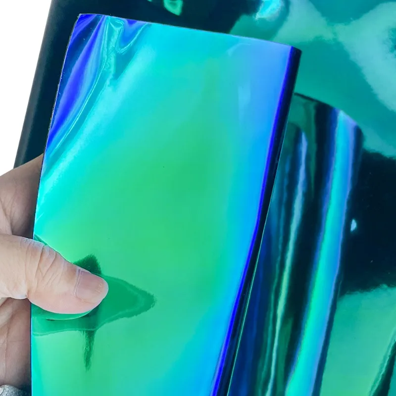 30x135cm Iridescent Holographic Clear PVC Fabric Transparent Laser Rainbow Vinyl for DIY Patchwork Bags Bows Jewlery Making