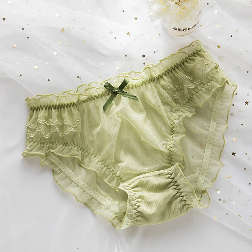 

Thong Women Lace Hollow Underpants Mid-waist Briefs Underwear Lingerie Mesh Panties
