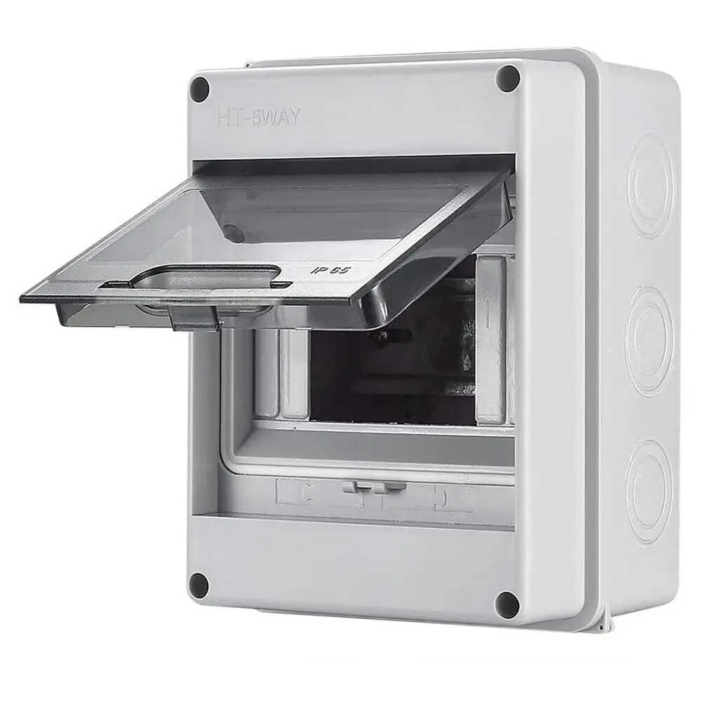 5 Way Garage Caravan Campervan IP65 Weatherproof Consumer Unit Enclosure 25A 30mA RCD MCB Fuse Box