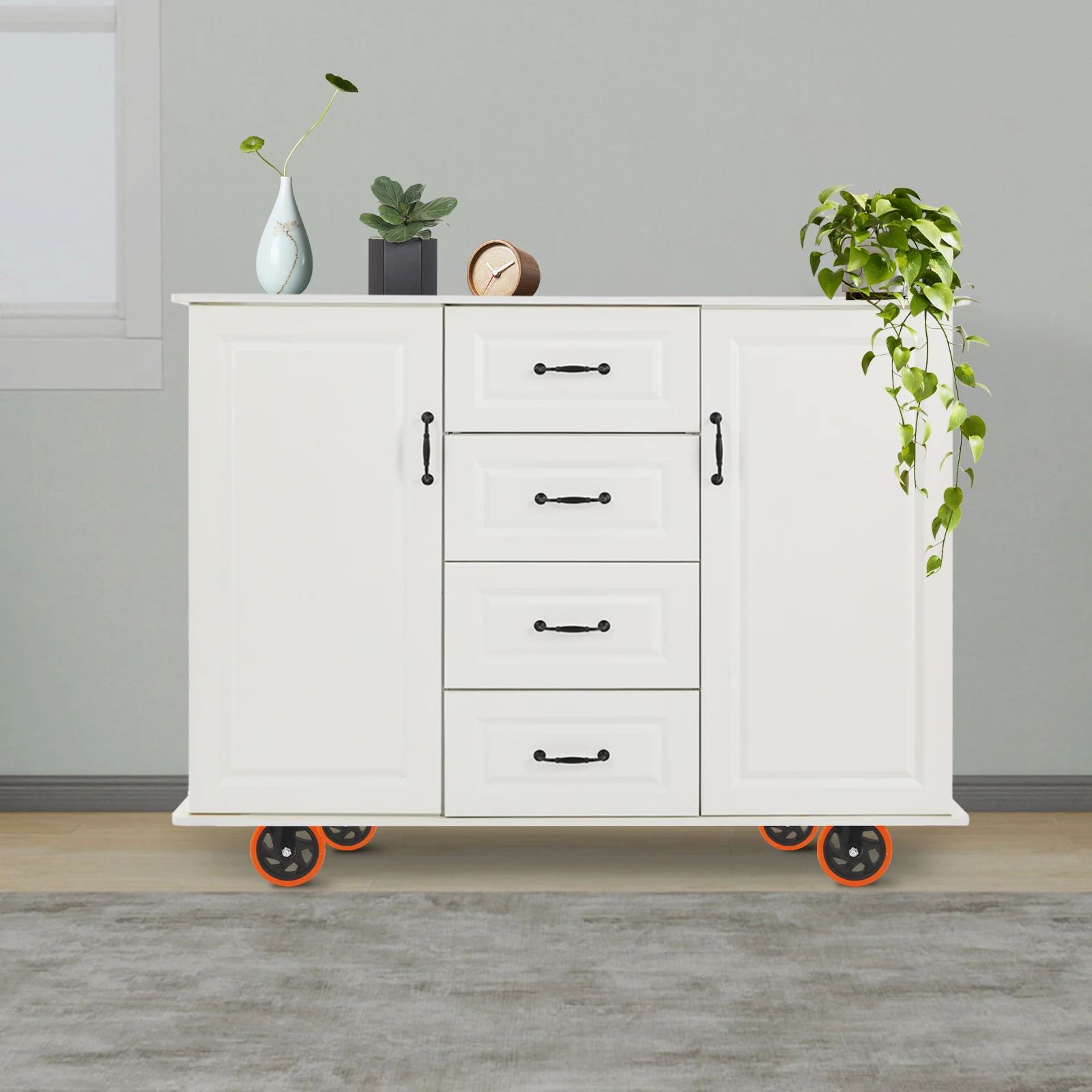 Robuste Industrierollen, 4er-Pack – 5-Zoll-Rollen mit Bremsen, Industrierollensatz Schwerlas Trollen 100 kg/je – Detail 4