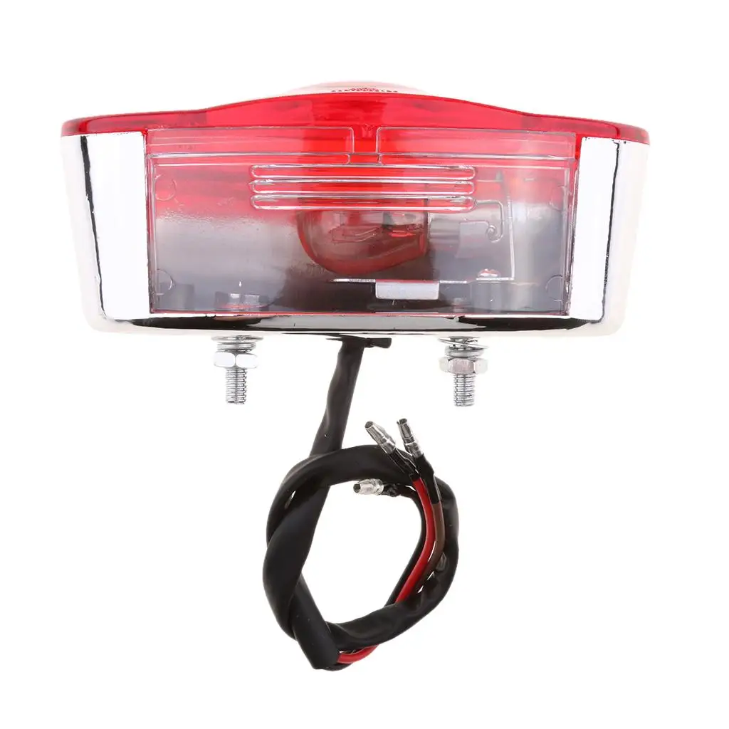 Motorcycle Rear Brake Light LED License Plate Lamp Universal Waterproof Tail Light for Bicycle ATV Chopper and Cafe Racer