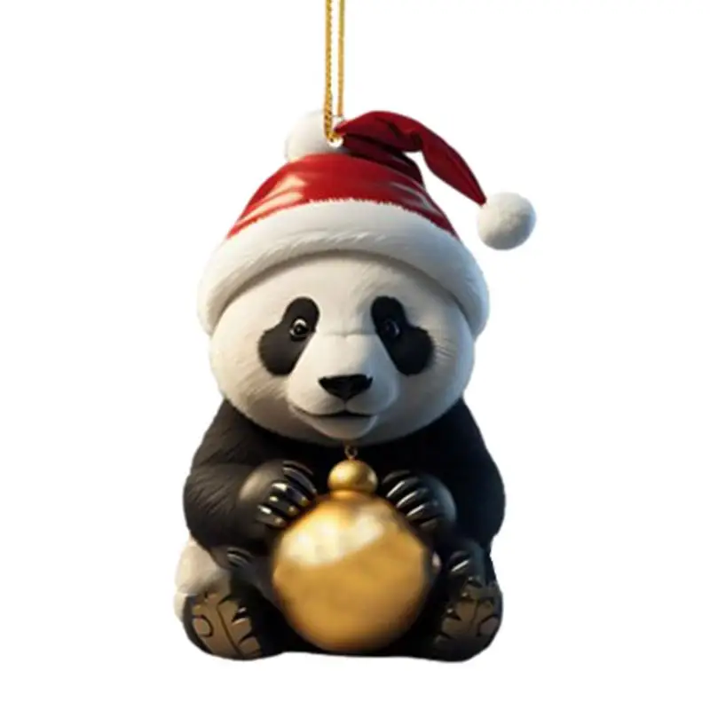 

Смешные украшения для рождественской елки, рождественские украшения, подвеска для автомобиля, 2D Акриловые Подвески в виде панды, украшение для рождественской елки, автомобиль