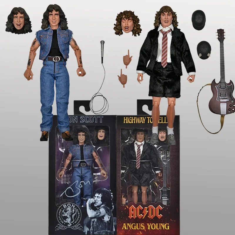 

NECA Action Figure Toys AC/DC Bon Scott Angus Young Figurine Highway To Hell Model Bookshelf Decoration Joint Movale Doll Model