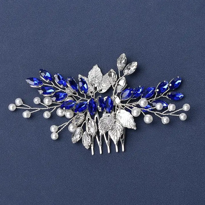 Hair Accessories Bridal Hair Accessories Blue Tiaras Wedding Headband Crystal Rhinestone Women Hairpiece