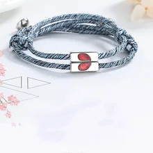 

Attractive Matching Heart Braided String Bracelet Magnetic Charm Couple Bracelet For Lovers Women Men Valentine's Day Gift