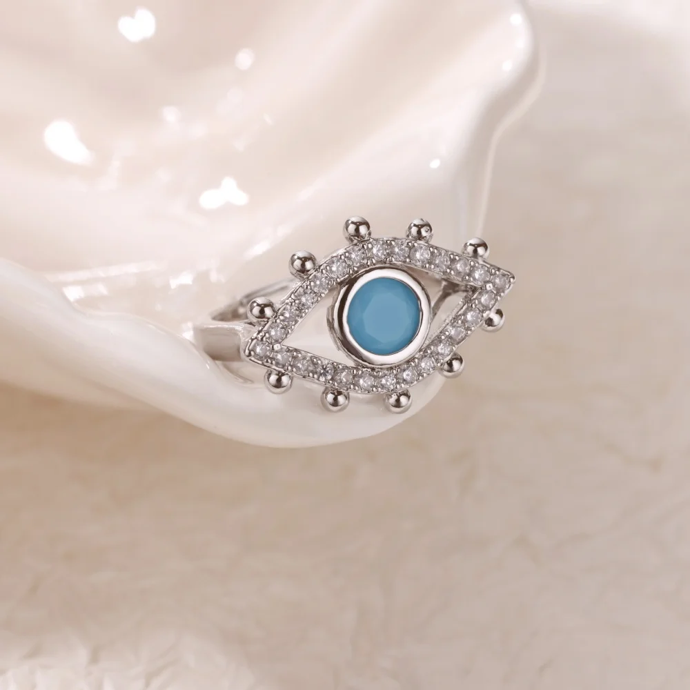 Zircon Evil Eye Rings Metal Gold Color
