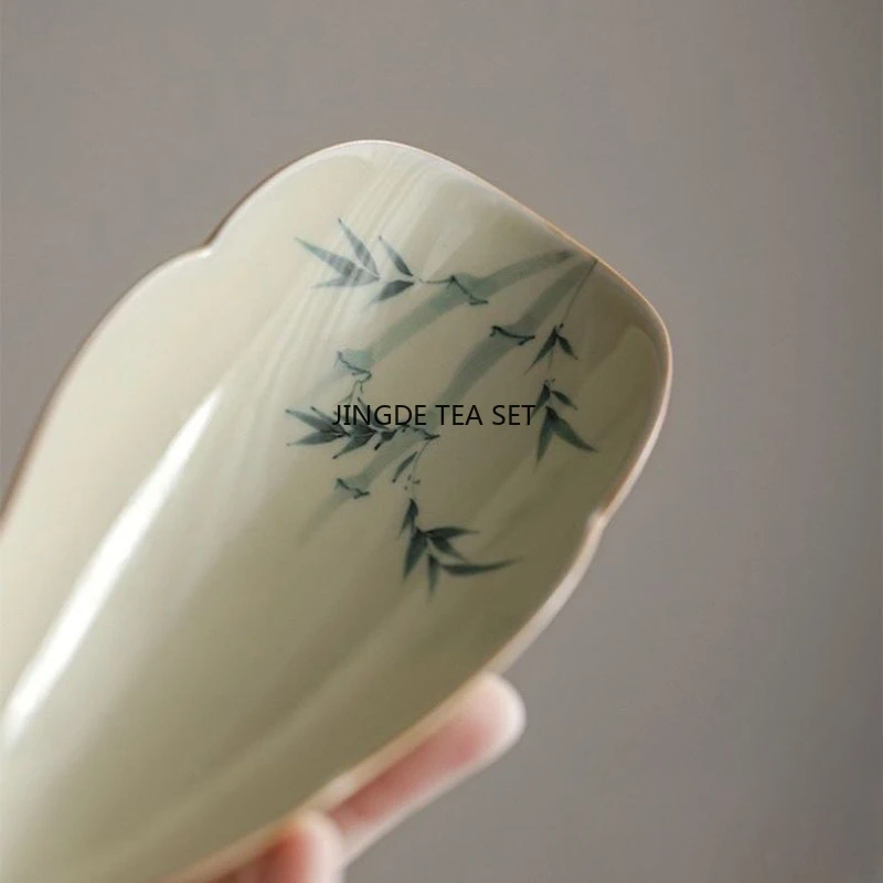 Ceramic hand-painted bamboo tea set tea spoon Chinese retro kung fu tea set two-piece set
