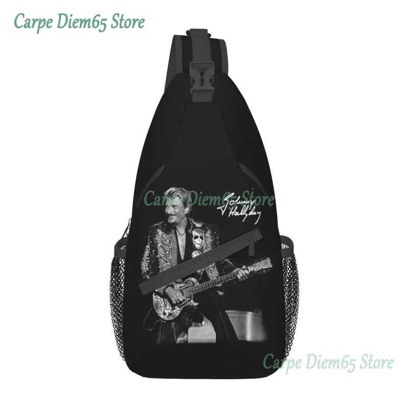 

Johnny Hallyday Sling Chest Crossbody Bag Men Casual French Singer Rock Music Shoulder Backpack for Camping Biking