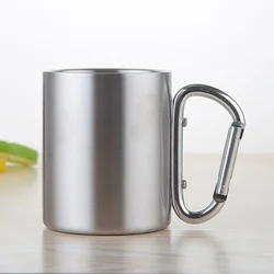 Portable Stainless Steel Travel Mug with Carabiner Handle (220/300ml) (300ml)