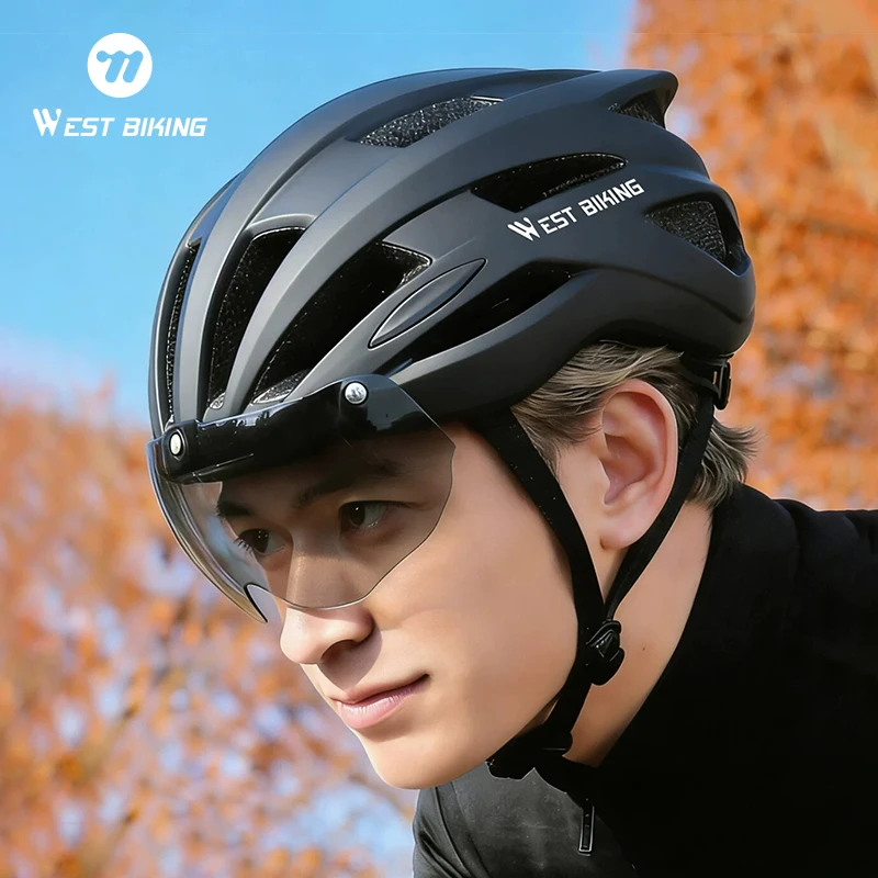 WEST BIKING YP0708100 Unisex Cycling Helmet Integrally-Molded Adjustable MTB Road Bicycle Safety Hat For Men Women Thickened Sport Helmet