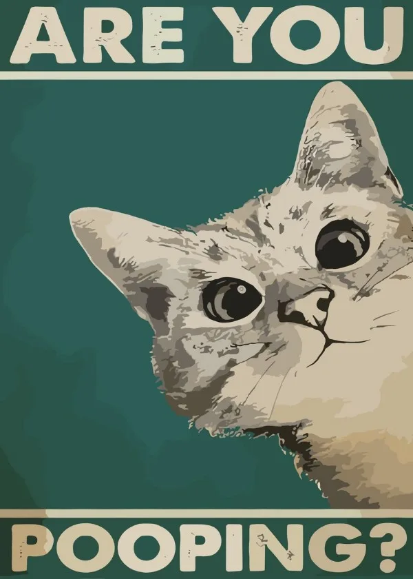 thumbnail image 1 of Póster vintage con diseño de animales de baño, gato, perro, ¿estás haciendo caca? Letrero divertido para el baño, pintura en lienzo, imágenes artísticas para la pared, decoración del baño del hogar, 1 of 5