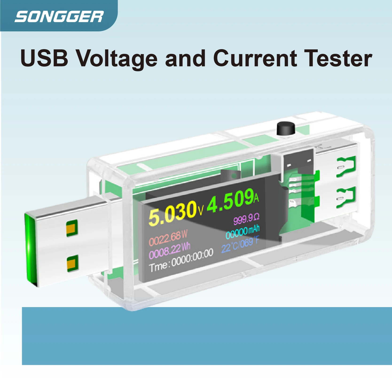 USB 전압 전류 테스터 디지털 디스플레이 6.5A 지원 초저저항 1mΩ 고속충전 감지 FCP SCP DCP AFC QC Apple 휴대폰 충전기용