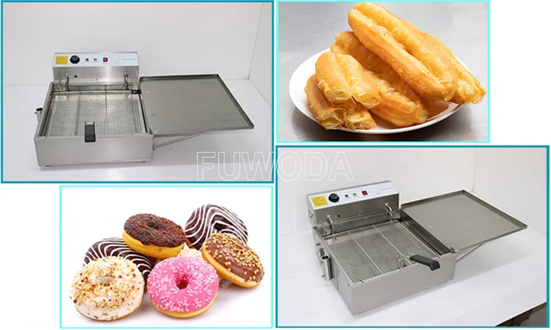 25L Capacity Electric Oil Fryer for Donuts Machine 3000W Commercial 304 Stainless Steel Donut Frying Machine 5