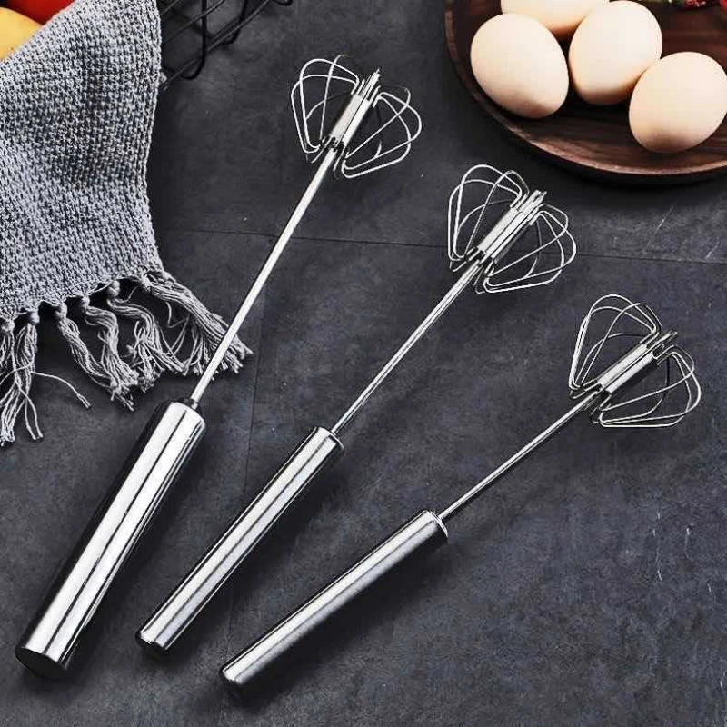 Egg beater Household 304 Stainless Semi-Automatic Rotating Egg Beater Self Turning Cream Utensils Whisk Manual Mixer Kitchen Tool