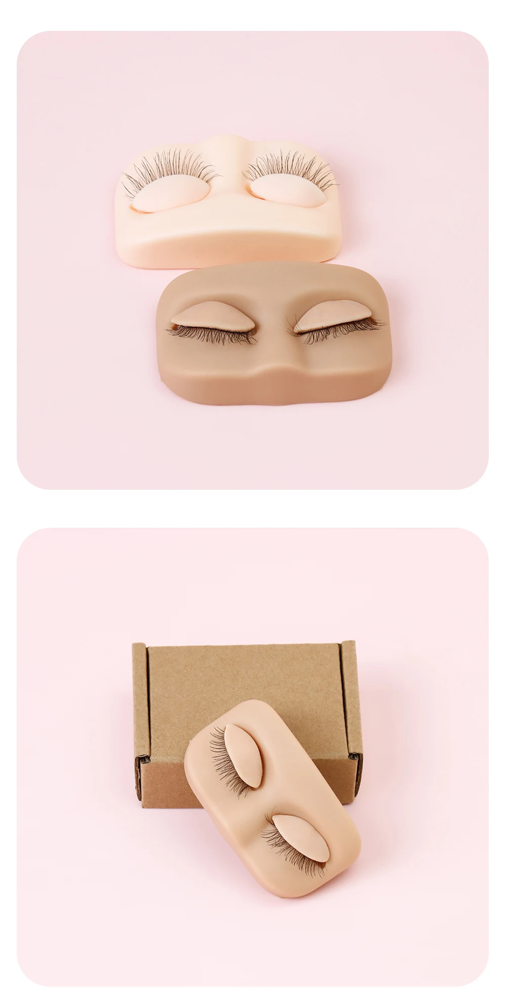 ANNAFRIS Wimpern tragbare Kopfschaufensterpuppe mit abnehmbaren Ersatz-Augenlidern zum Üben der Wimpern, Mini-Flachmodellkopf – Detail 6