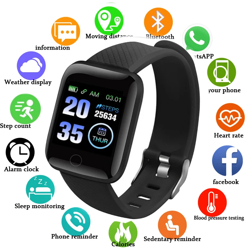 

Reloj 116Plus Women Fashion Smart Watch 2023 Men Fitness Blood Pressure Pedometer children Waterproof Sport Watch Fit Gift