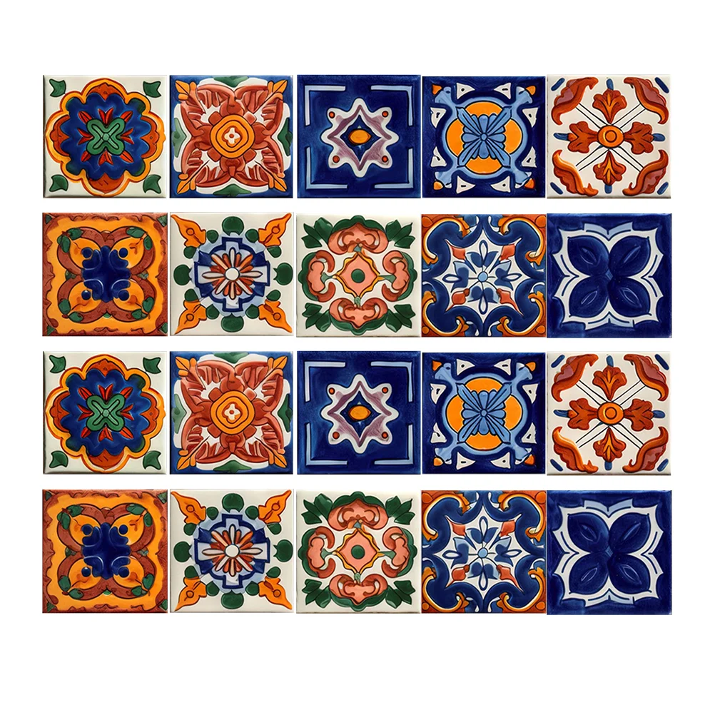 

20 Pcs Indoor Moroccan Stickers Boho Wall Pvc Kitchen Backsplash Tiles Peel and