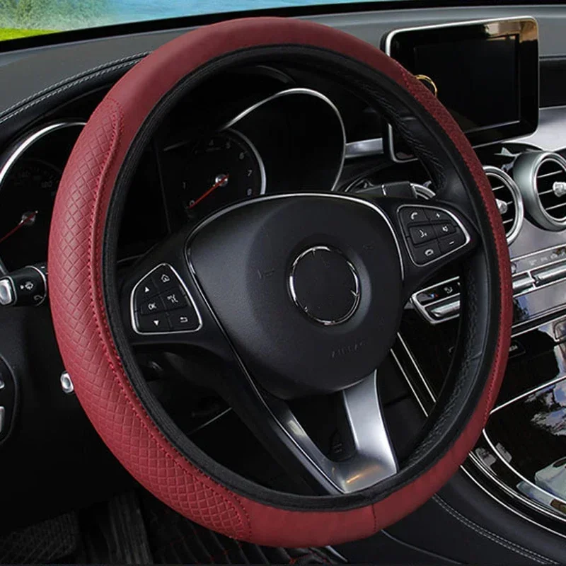 

Car Steering Wheel Cover Non-Slip Soft Artificial leather With Needles And Thread Braid On Steering-Wheel Car Accessories