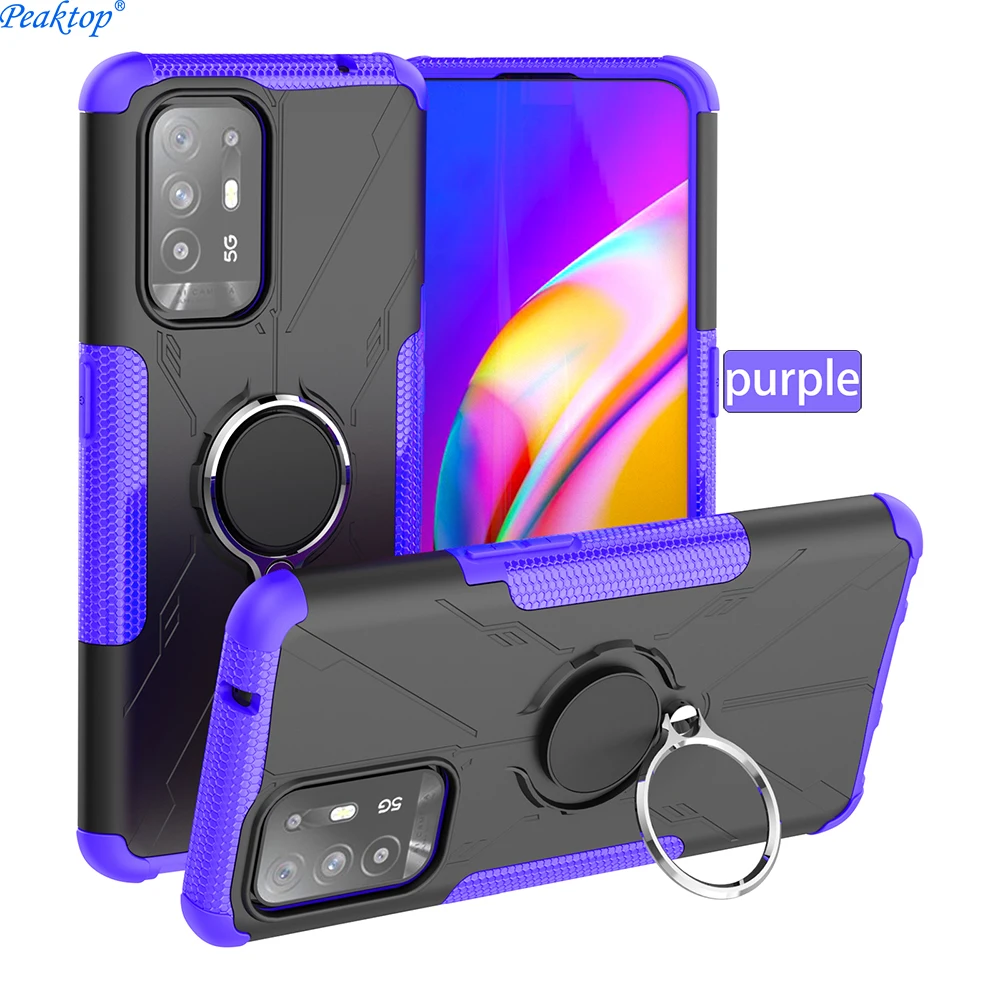 For Oppo F19 Pro Plus F19 Pro Mobile Phone Shell Cover Dual Layer Hard Anti Drop Metal Ring Stand For Oppo Reno 5F Reno 5 Lite
