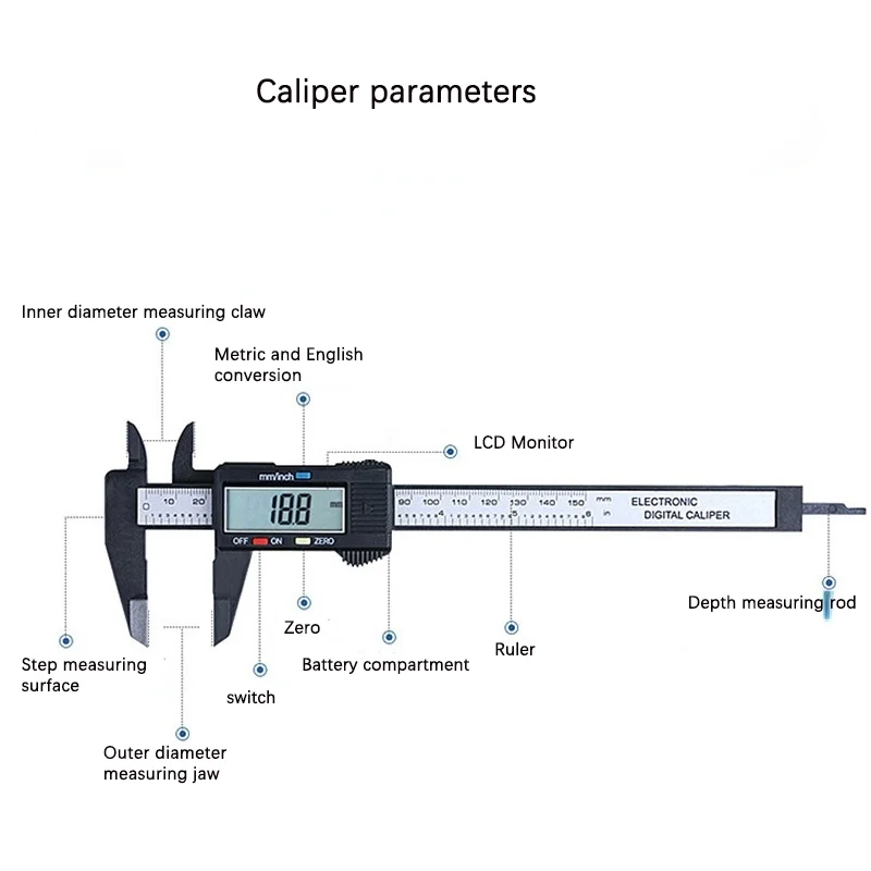 Multifunction 0-150mm Electronic Digital Display Vernier Caliper Teeth Measuring Dental Tools Dentistry Accessories Laboratory