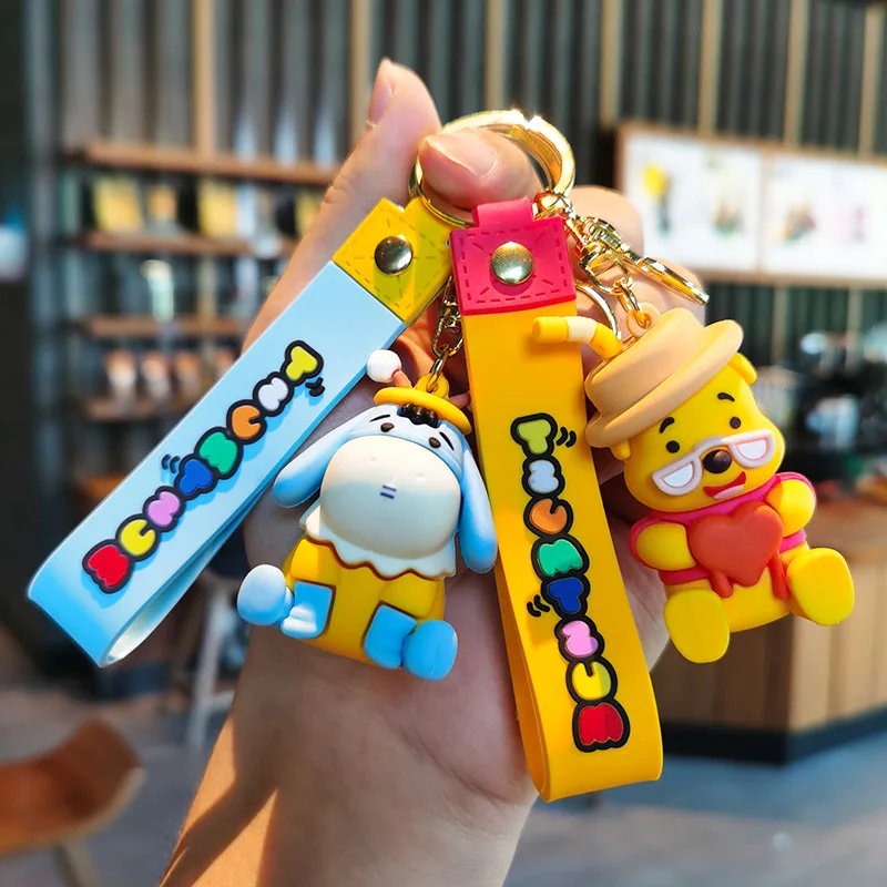 

Disney Winnie The Pooh Keychain Action Anime Figures Eeyore Keychain Cute Cartoon Doll Toys Car Backpack Key Ring Pendant Gifts